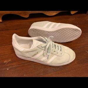 Adidas Gazelles in Mint Green with White Sole